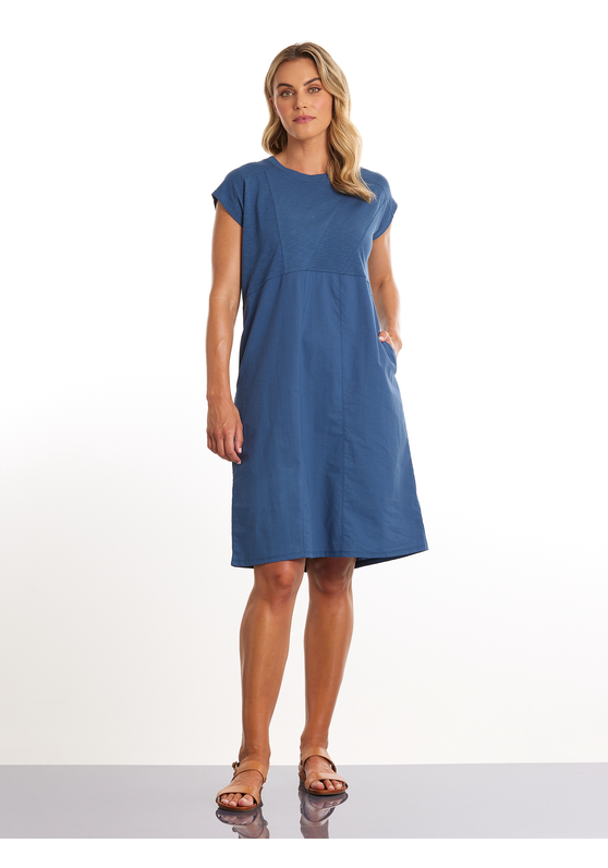 Cap Sleeve Spliced Seam Dress