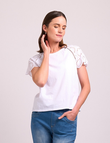 Broderie Sleeve T-Shirt