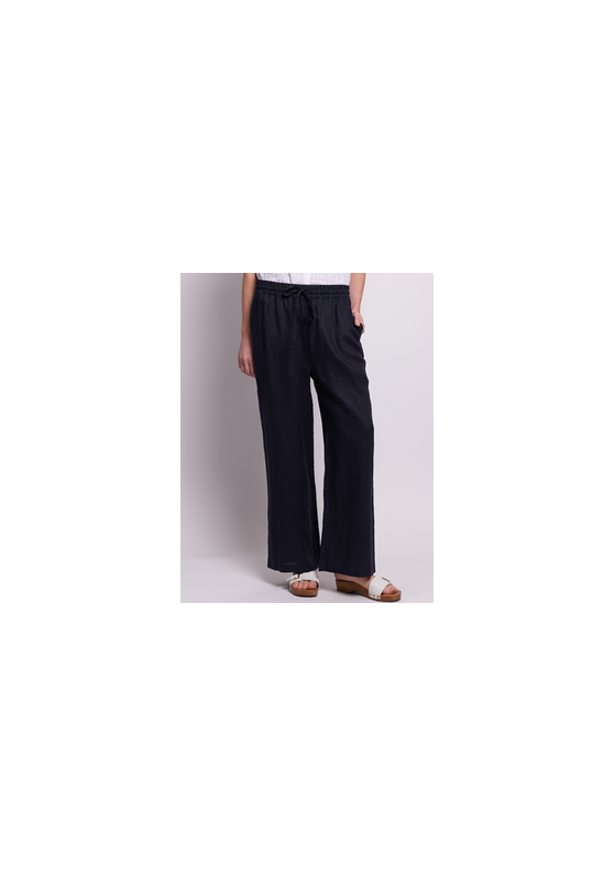 Wide Leg Pull On Linen Trousers